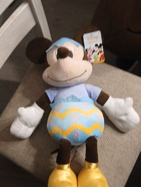 Disney Mickey Mouse Plush with Pastel Blue, Yellow & Brown Easter Theme 18inches
